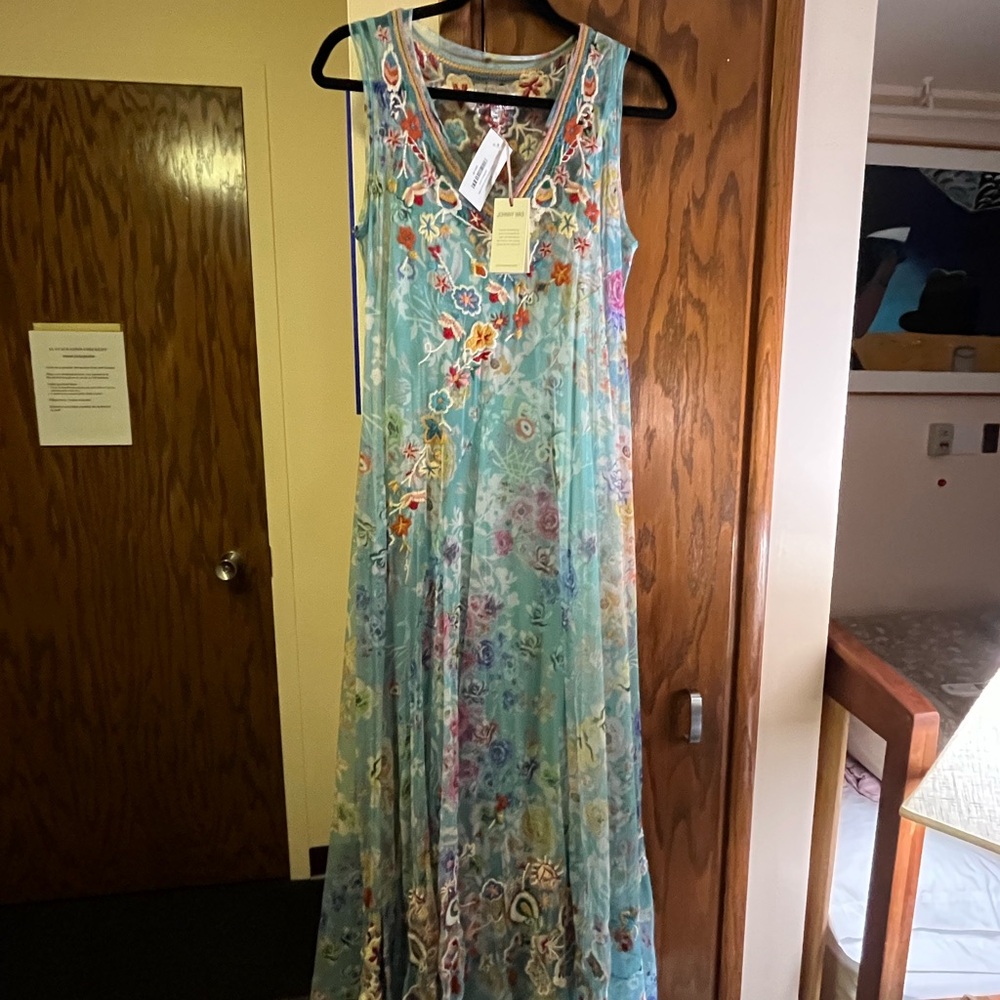 Johnny Was Floral Maxi Dress - Blue and Multicolor
